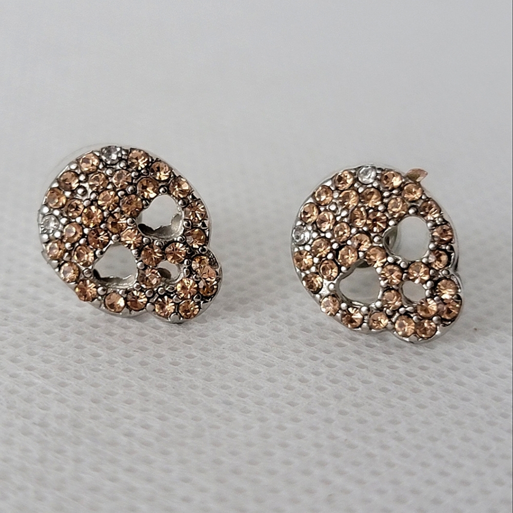 Rhinestone Pave Skull Stud Earrings